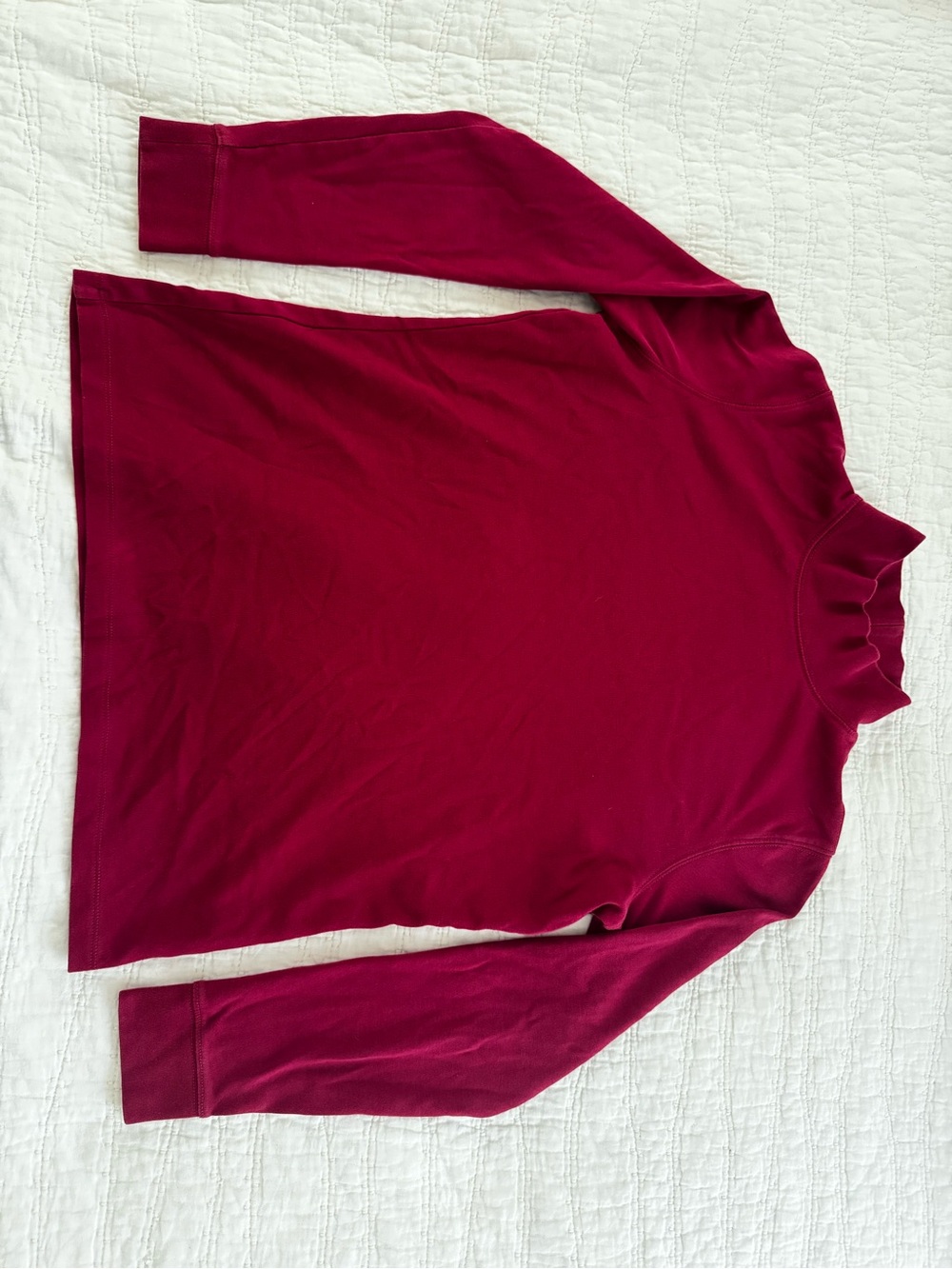 L.L. Bean Women's Deep Red Mock Neck Long Sleeve Top